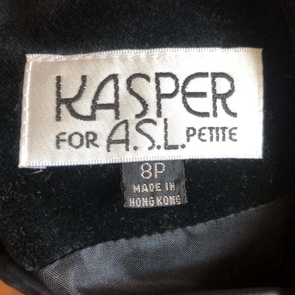 Vintage Kasper ASL Black Velvet Dress with velvet front buttons size 8 p - Picture 10 of 12